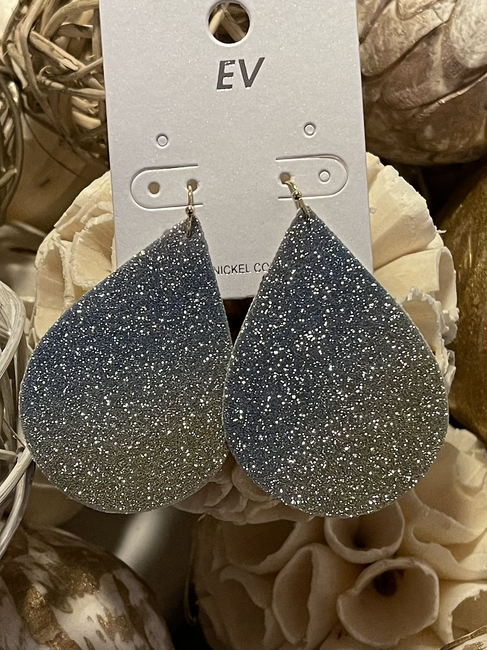 Thumbnail: Blue and Lime Green Leather Earrings