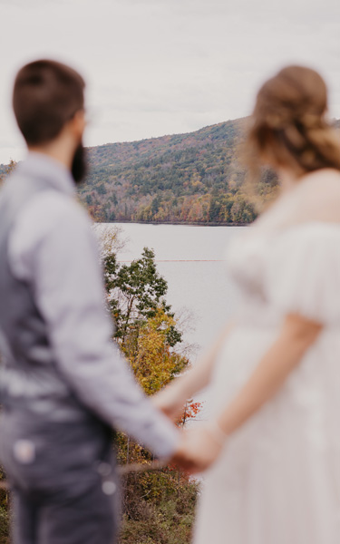 A couple holding hands