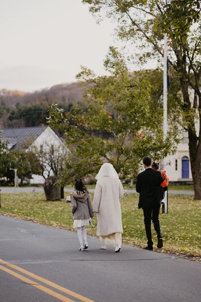 A couple walking to the post office