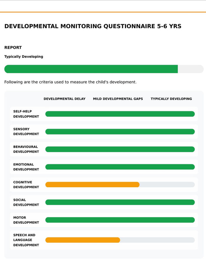 NeuroNurture report screenshot