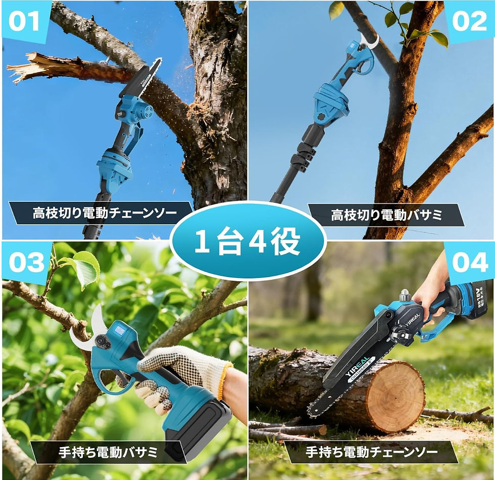 Yireal 3in1
充電式チェーンソー
&電動剪定ばさみセット