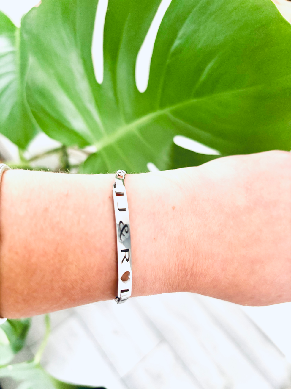 Personalised Bracelet Custom Engraved Bar Name or Initials 