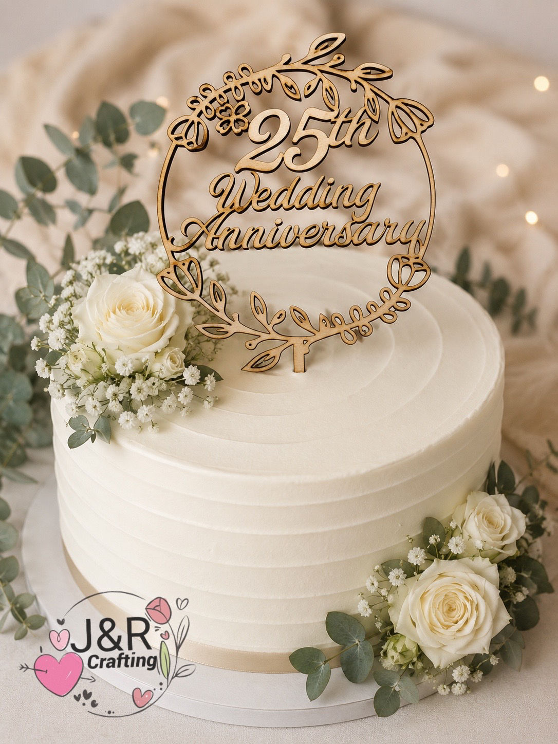 Wedding Anniversary -Wooden Cake Topper