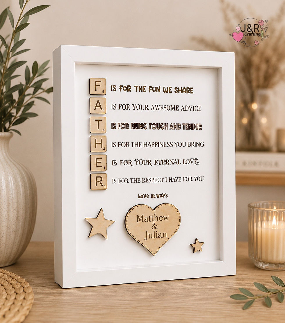 Thumbnail: Personalised Father Scrabble Frame | Custom Wooden Gift with Children’s Names