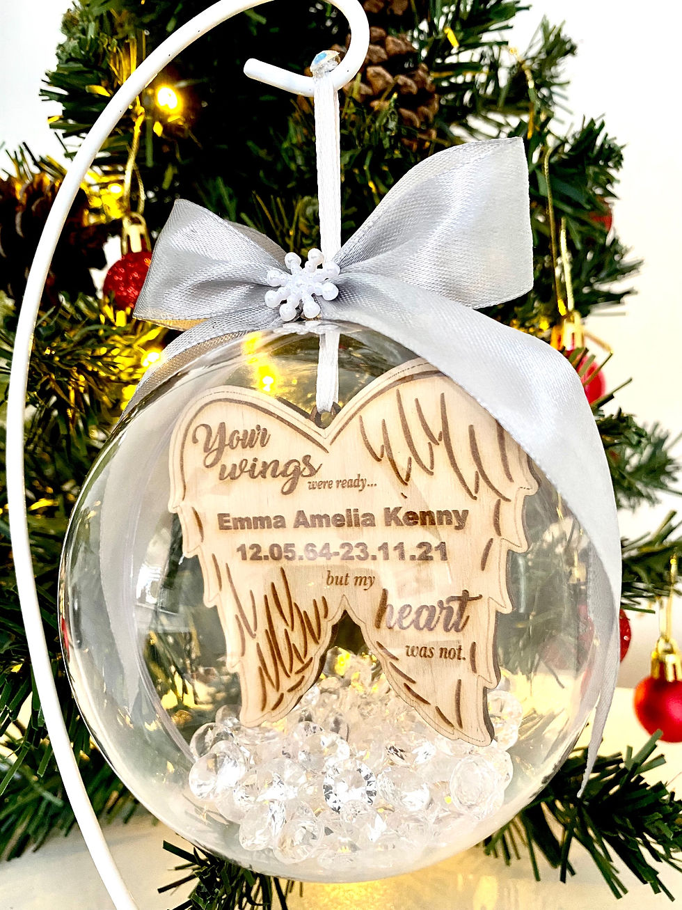 Thumbnail: Personalised  Memorial Christmas Bauble & Stand 