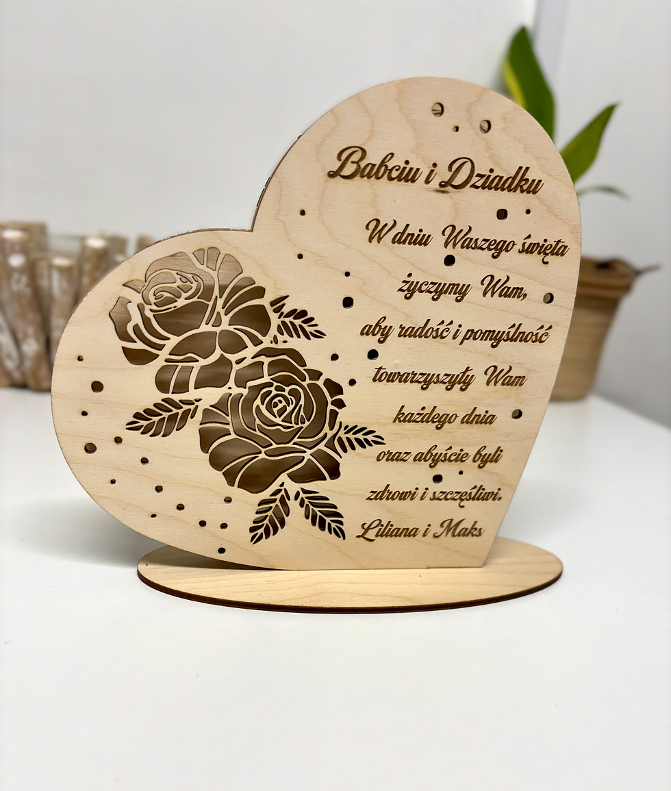 Thumbnail: Dzień Babci i Dziadka-Spersonalizowana Drewnia Lampka Z Wierszykiem