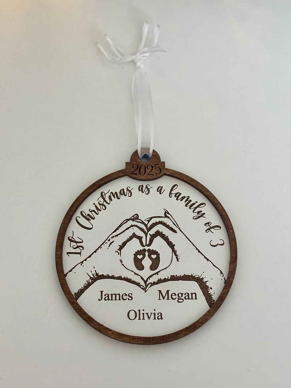 Thumbnail: First Christmas as a Family of 3 Three -Personalised Bauble