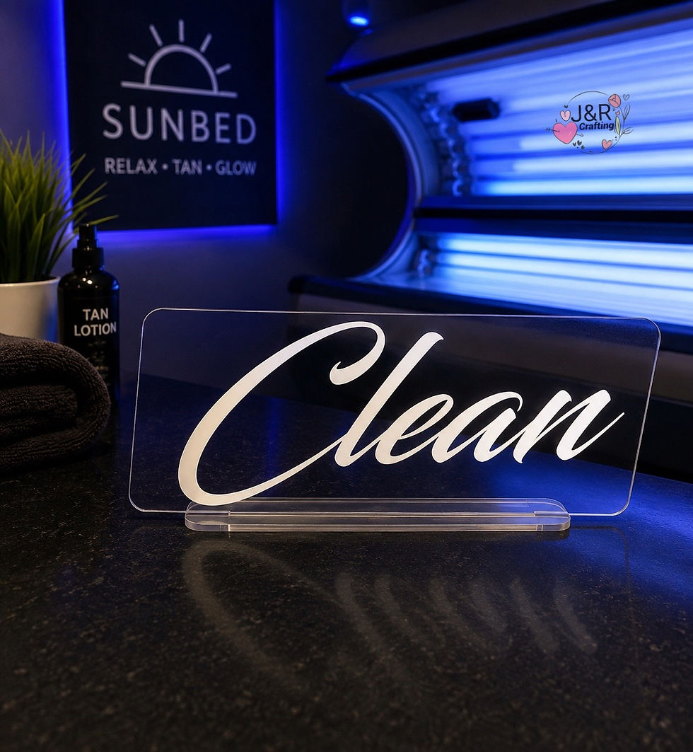 Thumbnail: Personalised Acrylic CLEAN Sign – Tanning & Beauty Salon Display