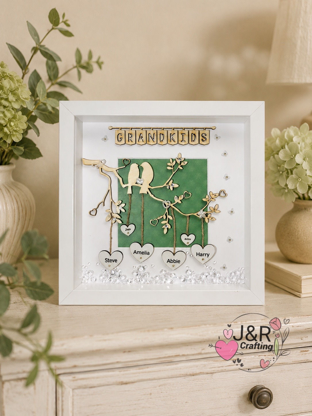 Personalised Family Tree Frame & Grandkids Tree Frame- Wooden Gift for Grandma