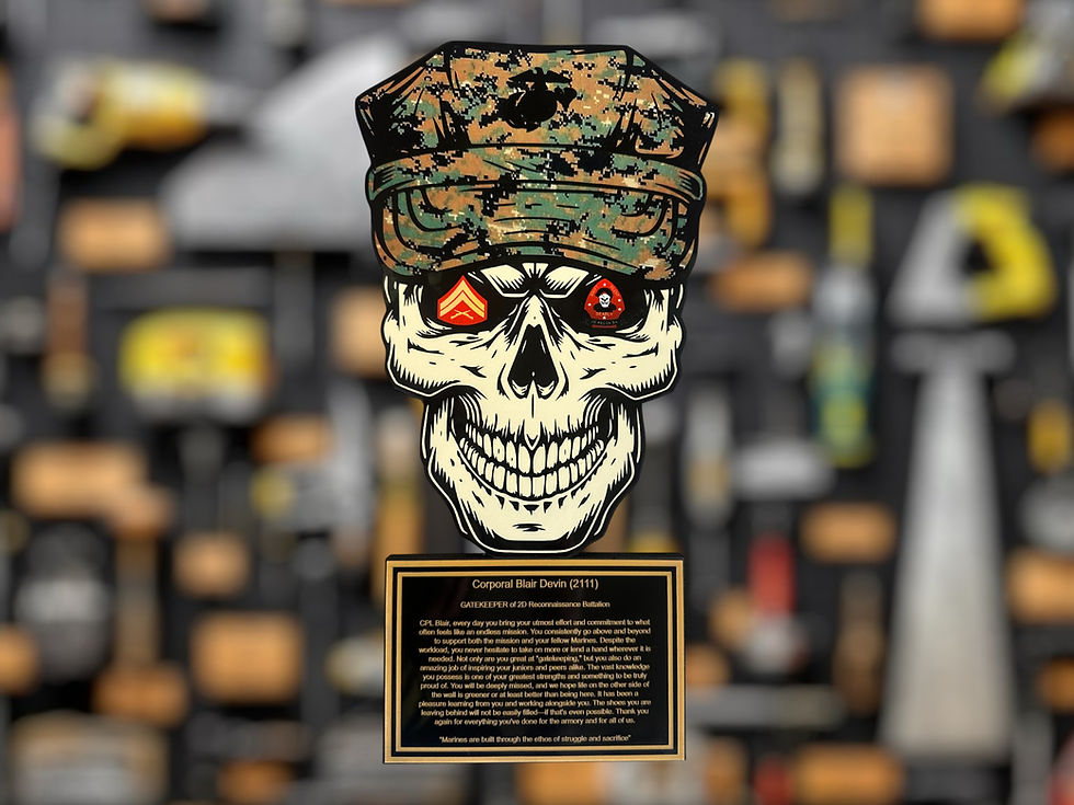 Thumbnail: Custom military plaque with traditional base and engraved personalization plate