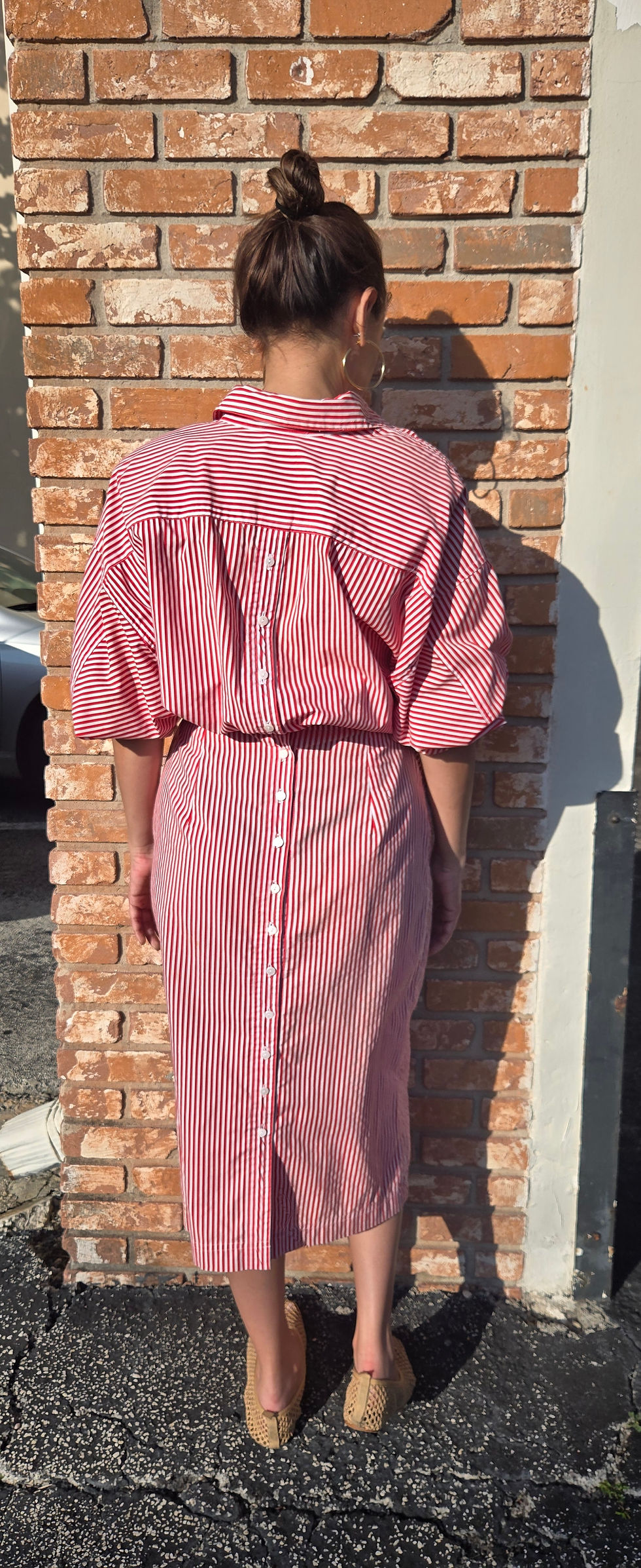 Thumbnail: Vintage Striped Midi Shirt Dress