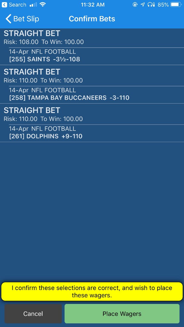 Confirm Bets
