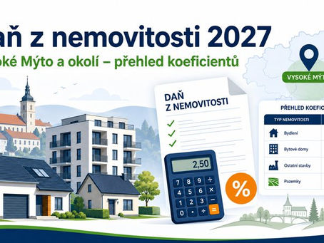 Daň z nemovitosti 2027 – koeficienty ve Vysokém Mýtě a okolí