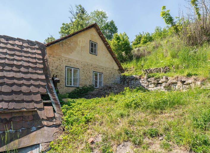 Zadní pohled na dům a přilehlý pozemek v Javorníku u Vysokého Mýta.