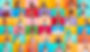 Photo collage of group video call funky cheerful excited astonished surprised people young