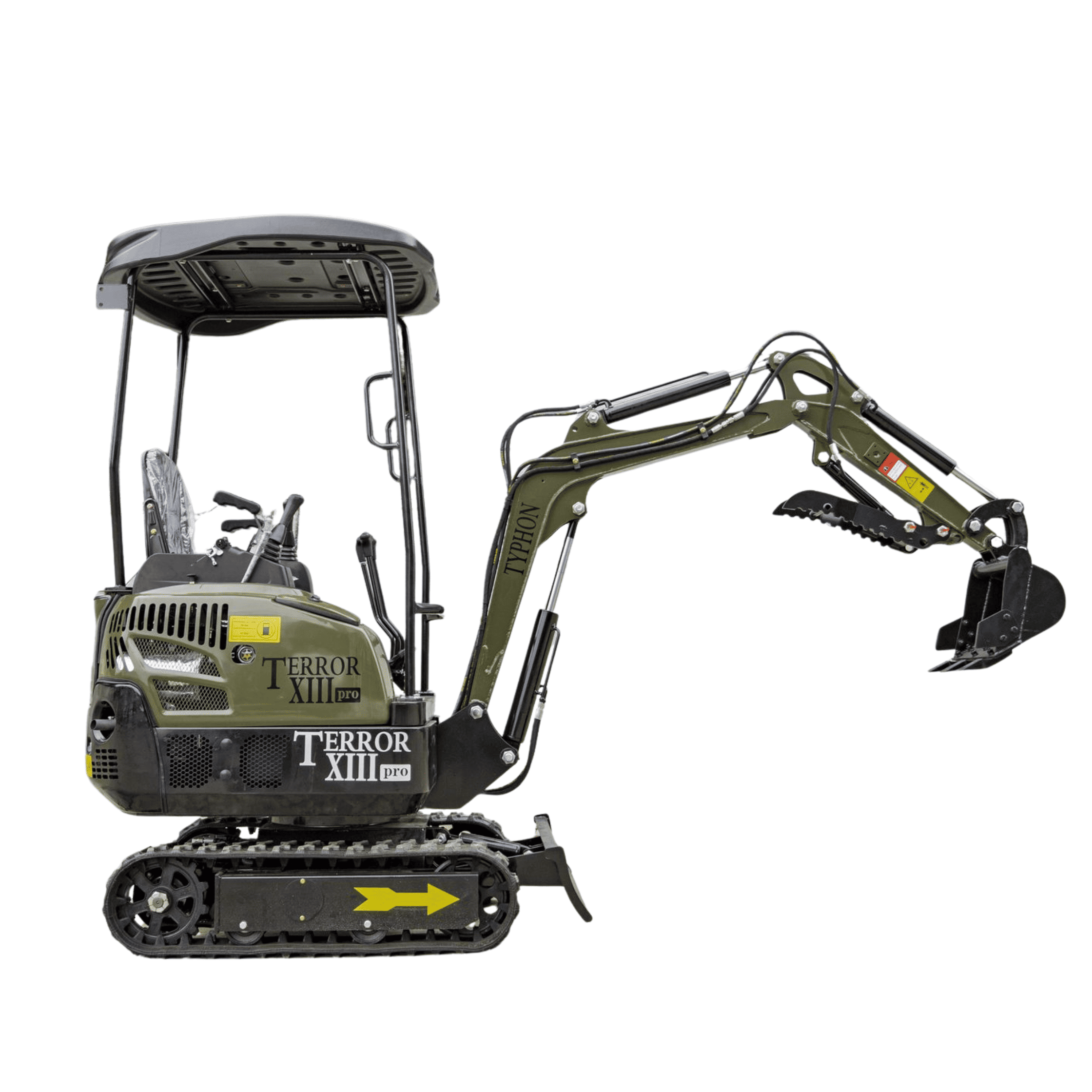 TYPHON TERROR XIII PRO STORM Mini Excavator – 1.3 Ton Trench Digger with Canopy, Hydraulic Thumb Clip, 22.1hp Honda Engine USA — product image 1