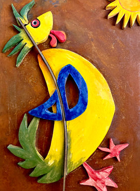 Art, combined material, ceramic steel, PJ-art Kunst, gecombineerde materialen, keramiek en staal Pop-art; Cobra: Karel Appel; Andy Warhol; Pablo Picasso; de Stijl; Gulden snede; Karel Appel; Salvatore Dali; Joan Miro