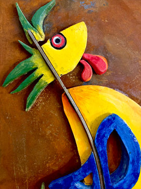 Art, combined material, ceramic steel, PJ-art Kunst, gecombineerde materialen, keramiek en staal Pop-art; Cobra: Karel Appel; Andy Warhol; Pablo Picasso; de Stijl; Gulden snede; Karel Appel; Salvatore Dali; Joan Miro