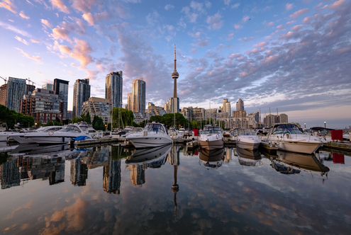 Toronto sunset over the waterfront