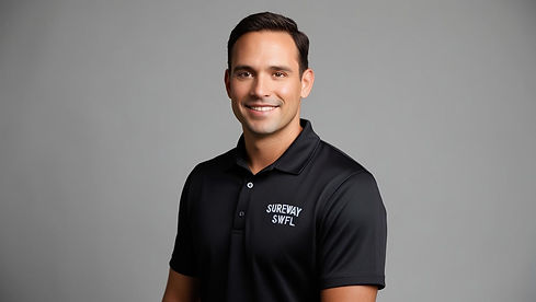 headshot of coworker wearing a black polo with the name Sureway SWFL on the left chest.jpg