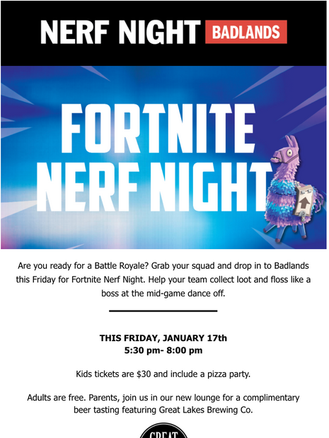 Fortnite Nerf Night- Email