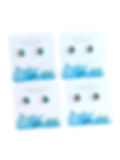Four sets of small tear drop stud earrings in blue turquoise on decorative earring cards.