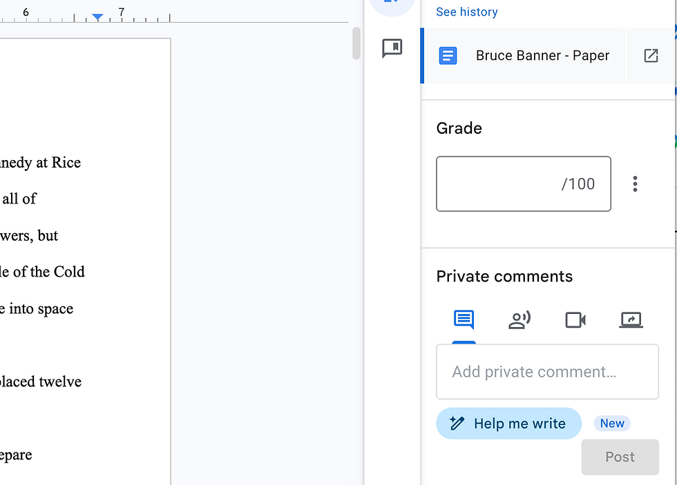 Private comments recording section