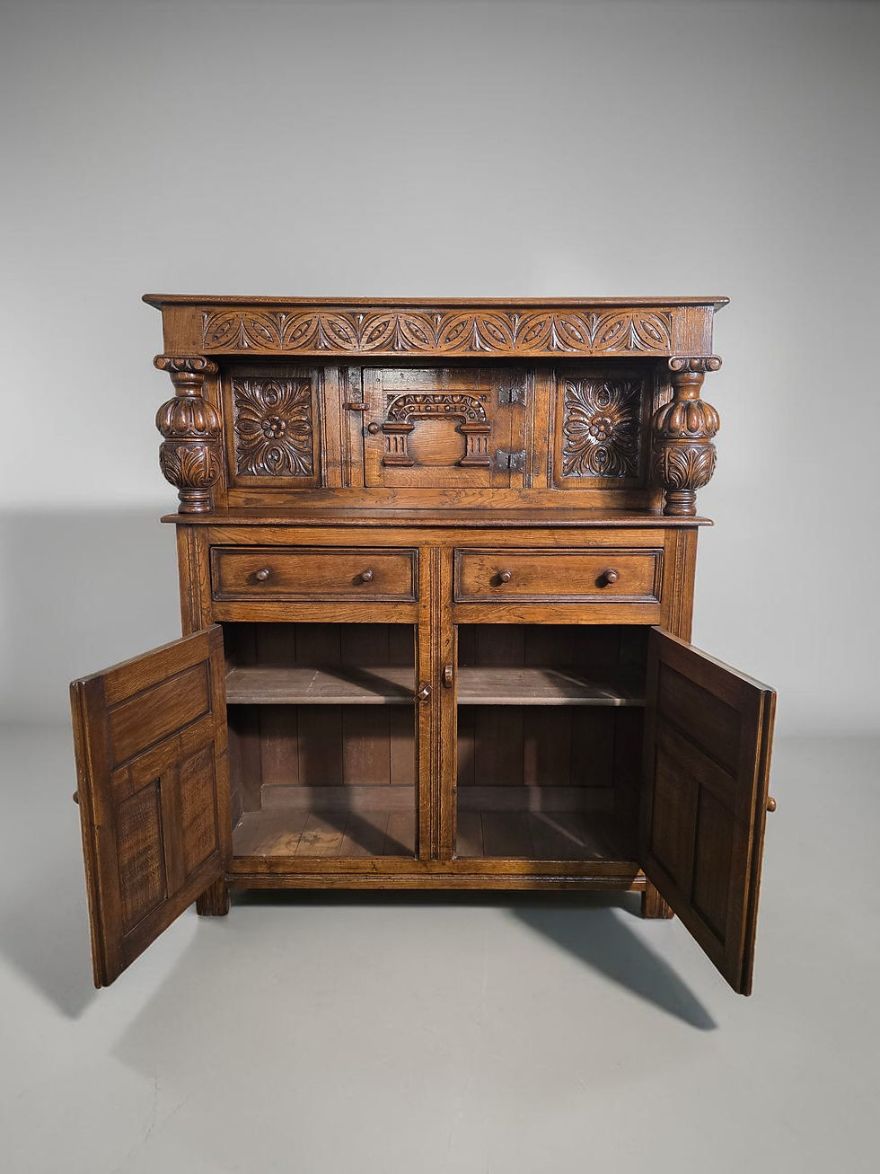 Thumbnail: An Antique Style Possibly Titchmarsh and Goodwin Court Cupboard Sideboard