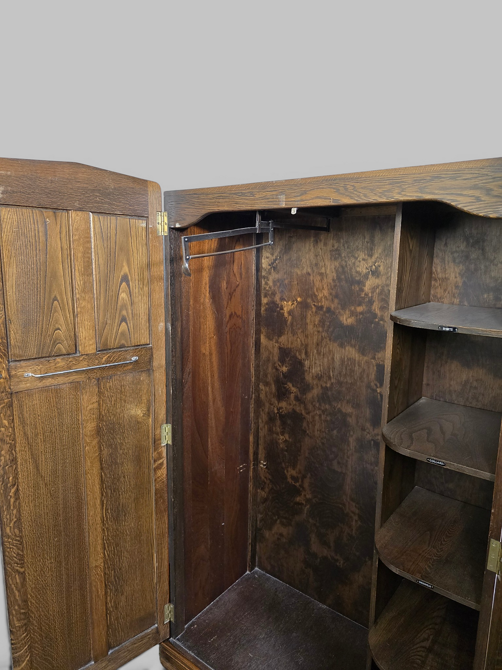 Thumbnail: An Antique Gothic Style Oak Carved Double Wardrobe ~Delivery Available~