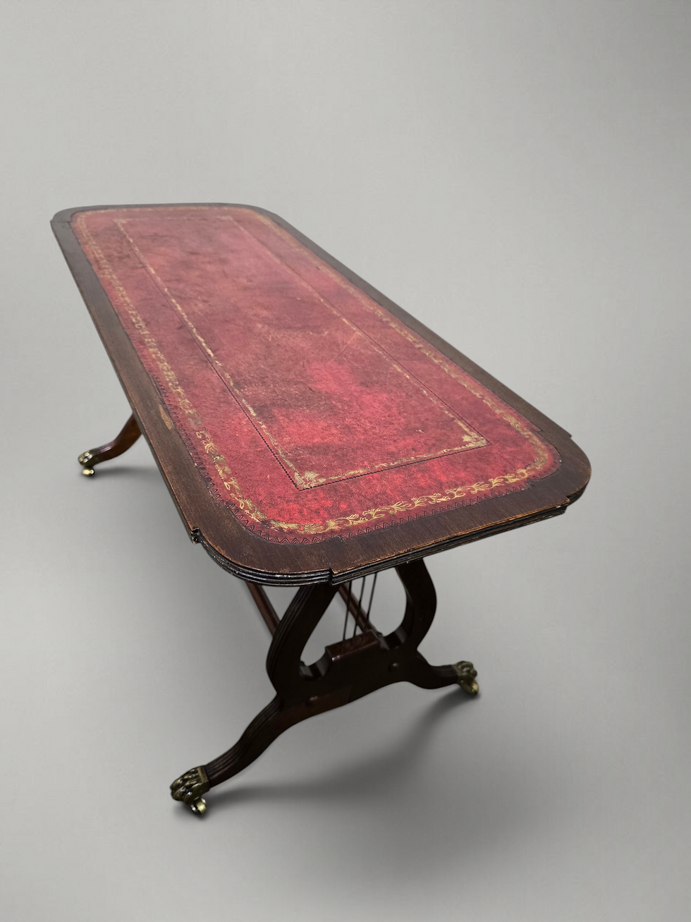 Thumbnail: A Regency Style Red Leather Topped Coffee Table ~Delivery Available~