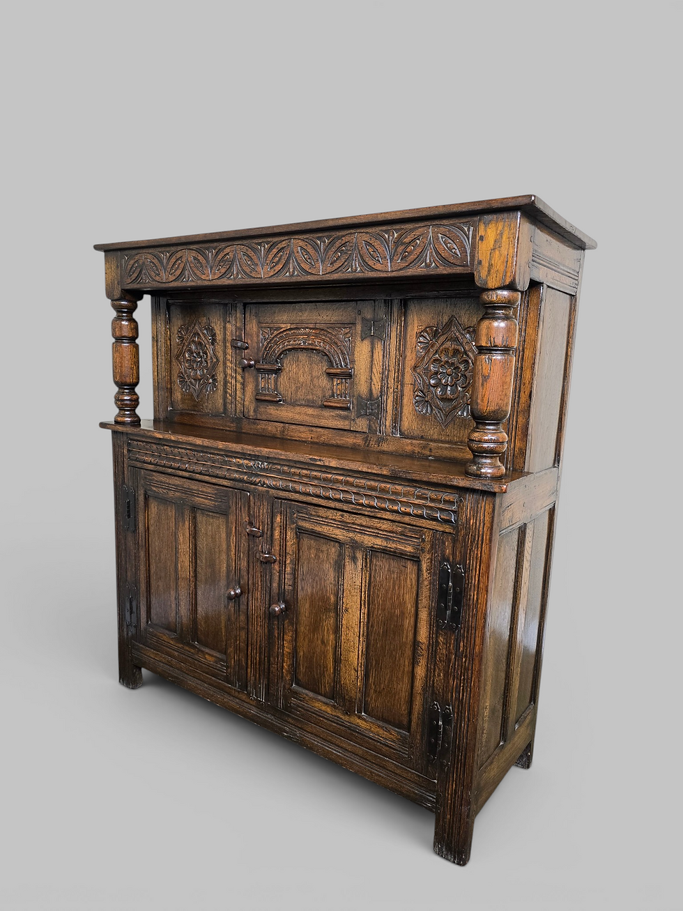 Thumbnail: An Antique Style Possibly Titchmarsh & Goodwin Oak Court Cupboard Sideboard ~Del