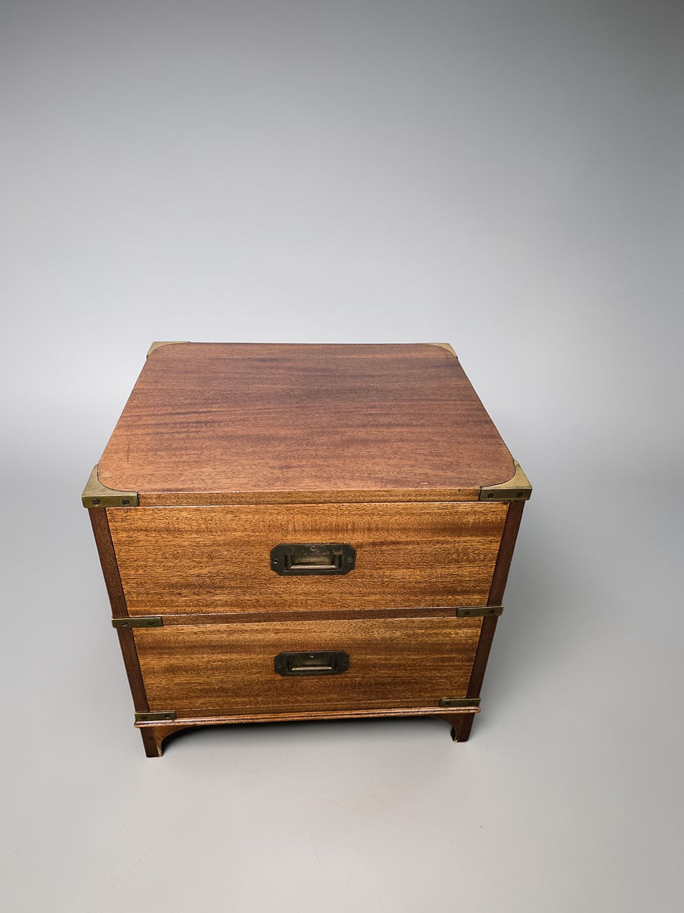 Thumbnail: An Antique Style Mahogany and Brass Campaign Bedside Table Lamp Table ~Delivery