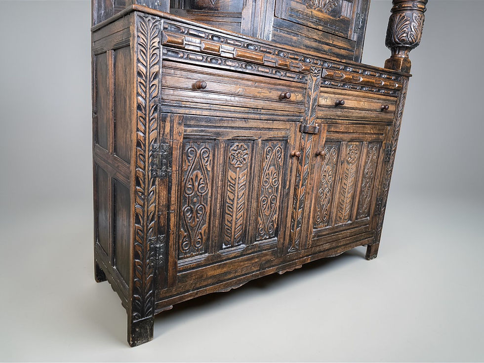 Thumbnail: An Antique 18th Century and Later Jacobean Style Court Cupboard Sideboard ~Deliv