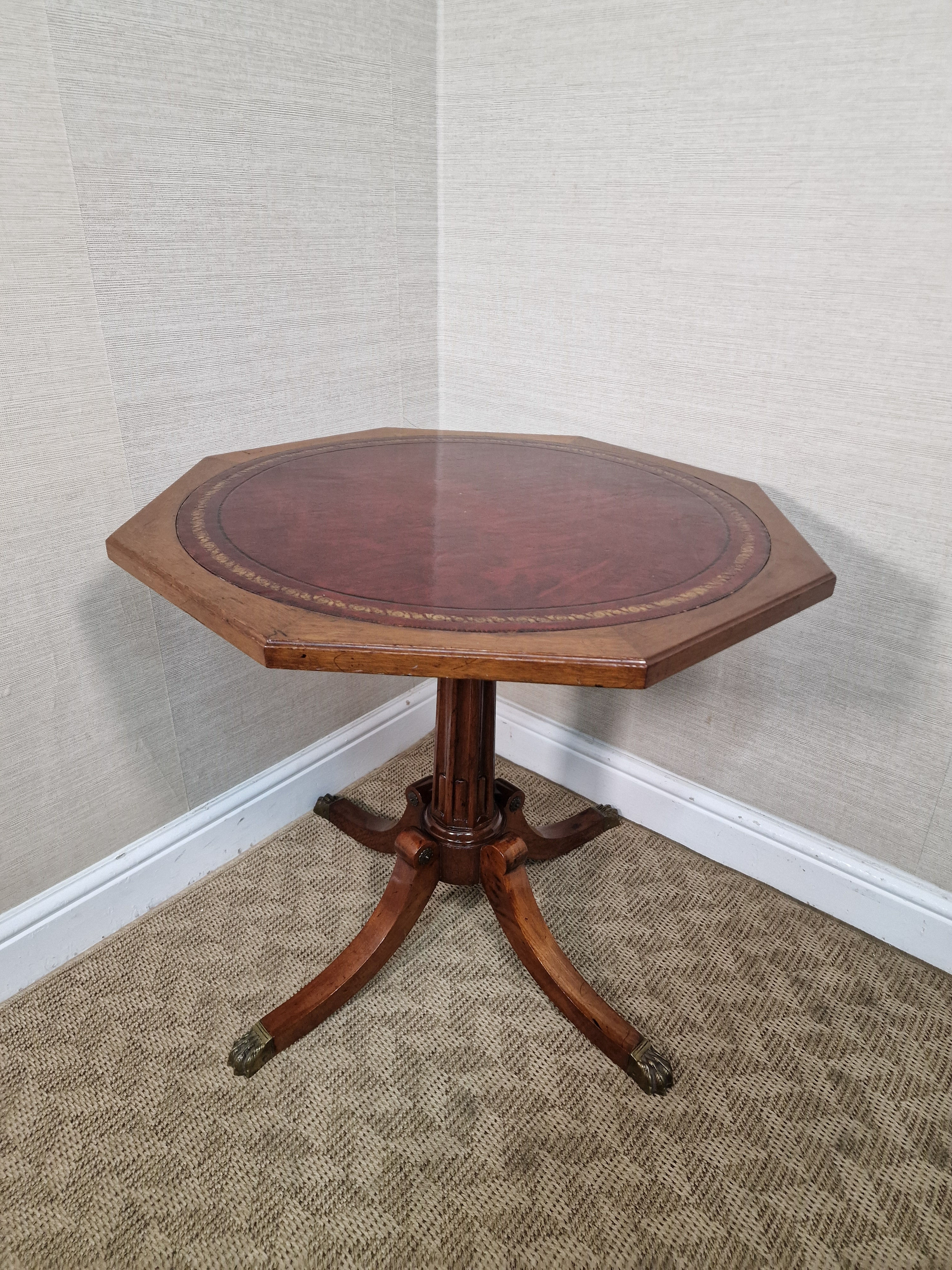 A High Quality Angelo Romano Ltd Regency Style Leather Occasional Lamp Table ~De