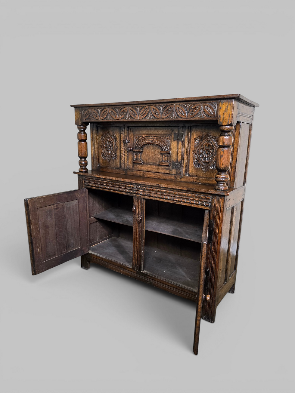 Thumbnail: An Antique Style Possibly Titchmarsh & Goodwin Oak Court Cupboard Sideboard ~Del