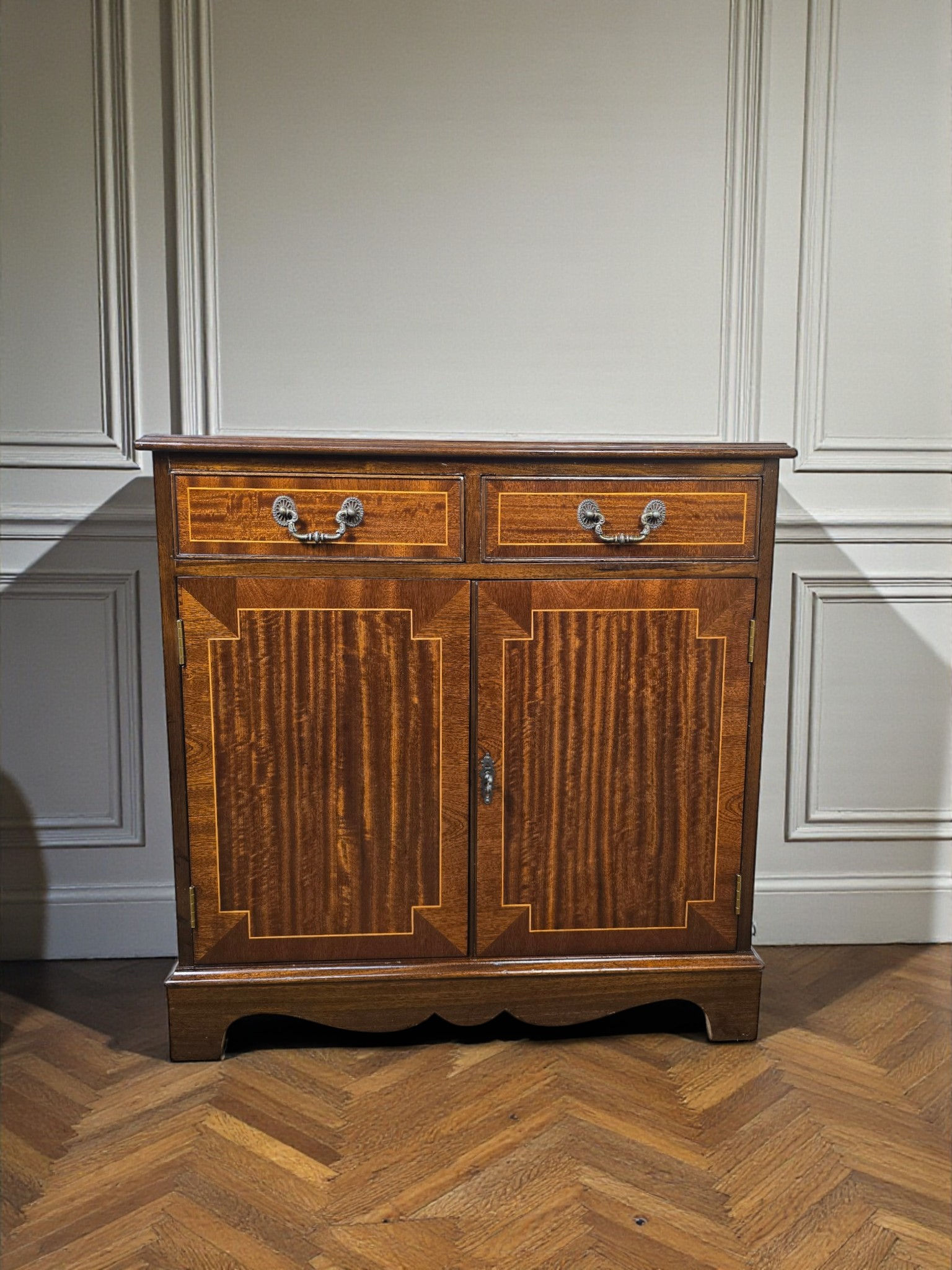 An Antique Style Mahogany Two Drawer Slim Hall Cabinet Console Table ~Delivery A
