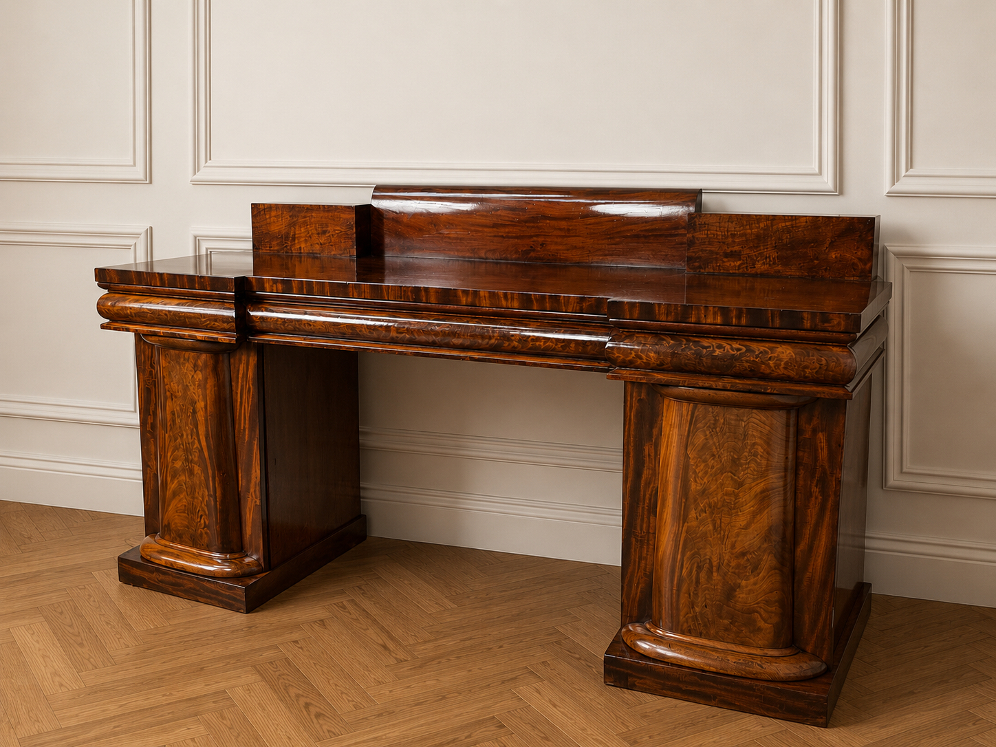 An Antique Victorian 19th Century Twin Pedestal Sideboard Buffet ~Delivery Avail