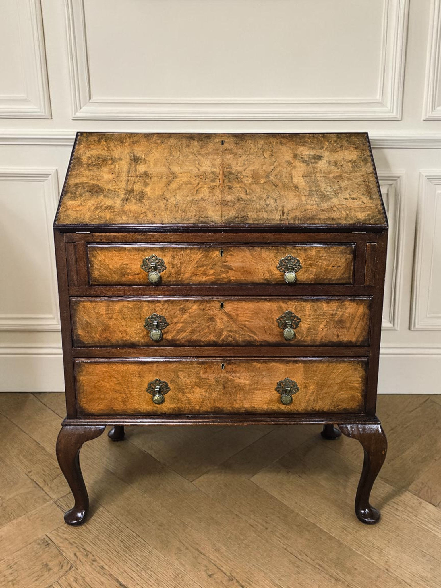 An Antique Mid 20th Century Burr Walnut Bureau Desk ~Delivery Available~