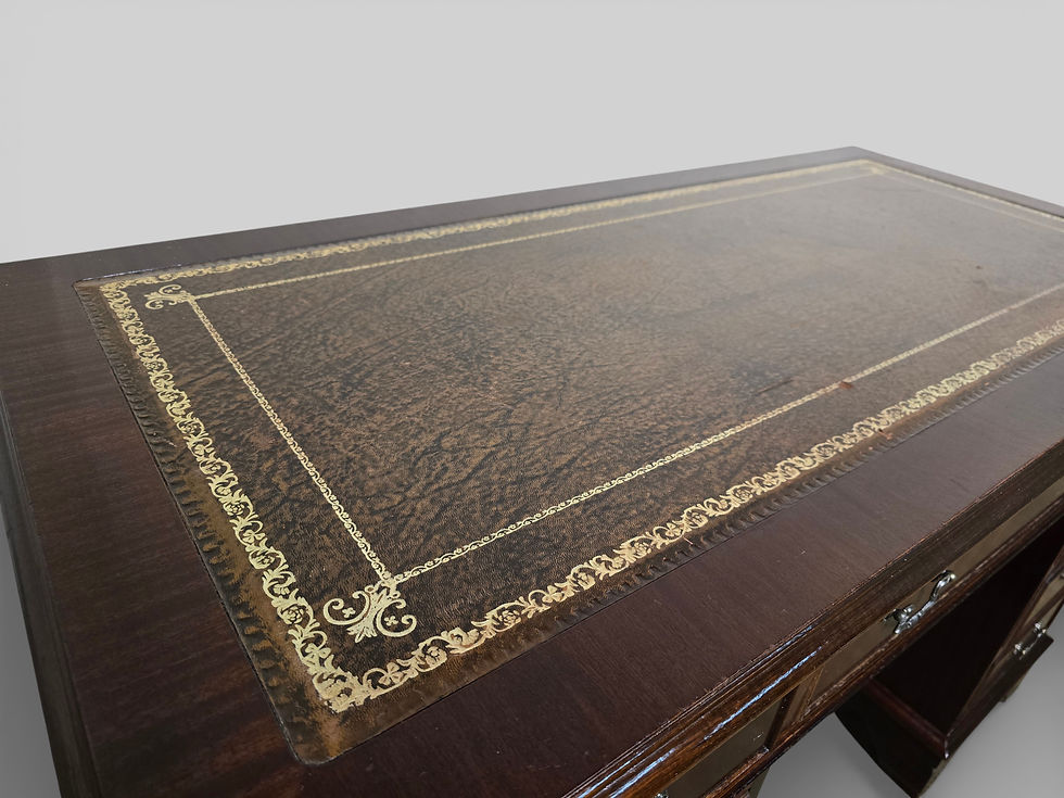 Thumbnail: An Antique Style Flame Mahogany Twin Pedestal Leather Topped Desk ~Delivery Avai