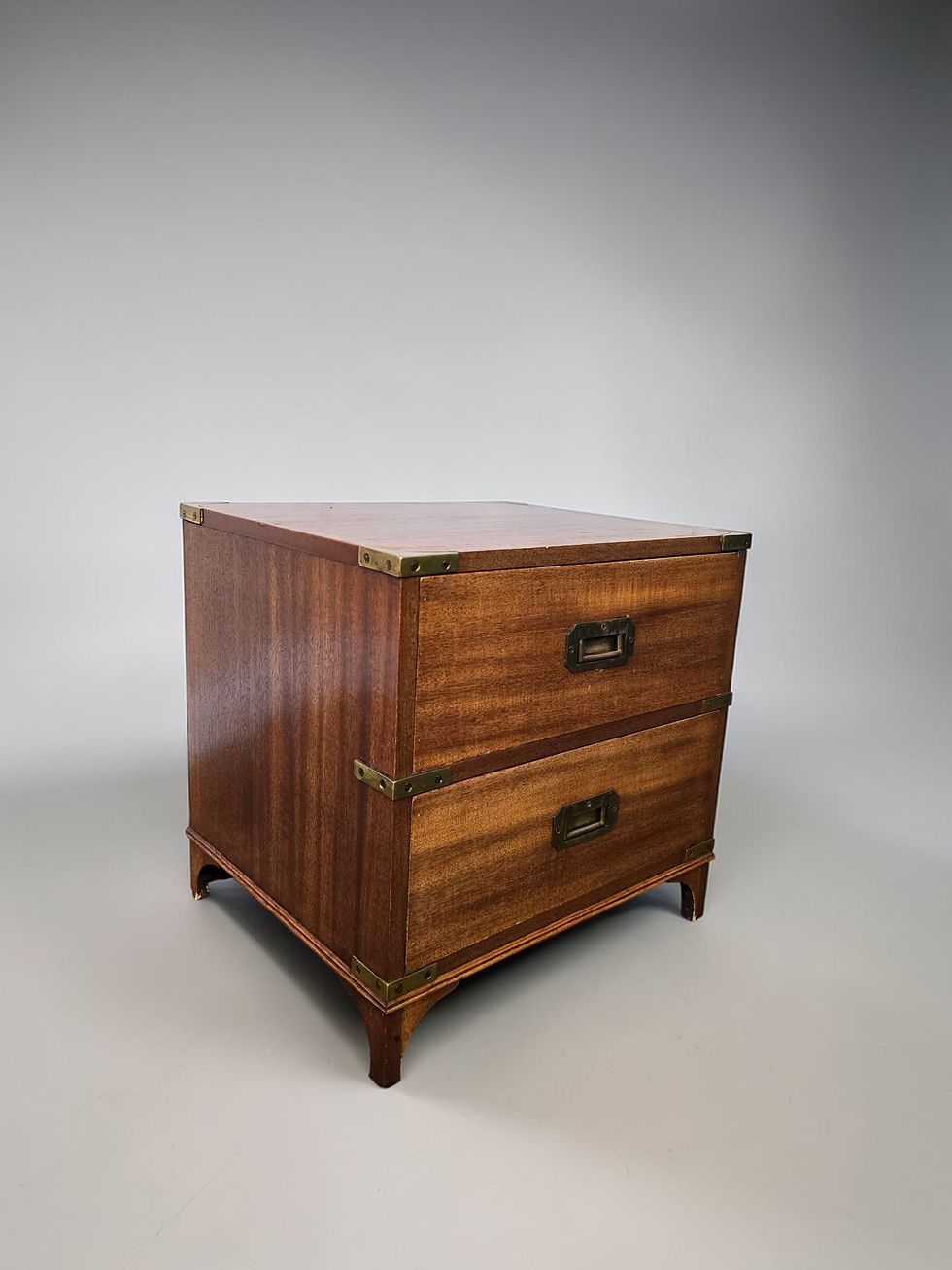 Thumbnail: An Antique Style Mahogany and Brass Campaign Bedside Table Lamp Table ~Delivery