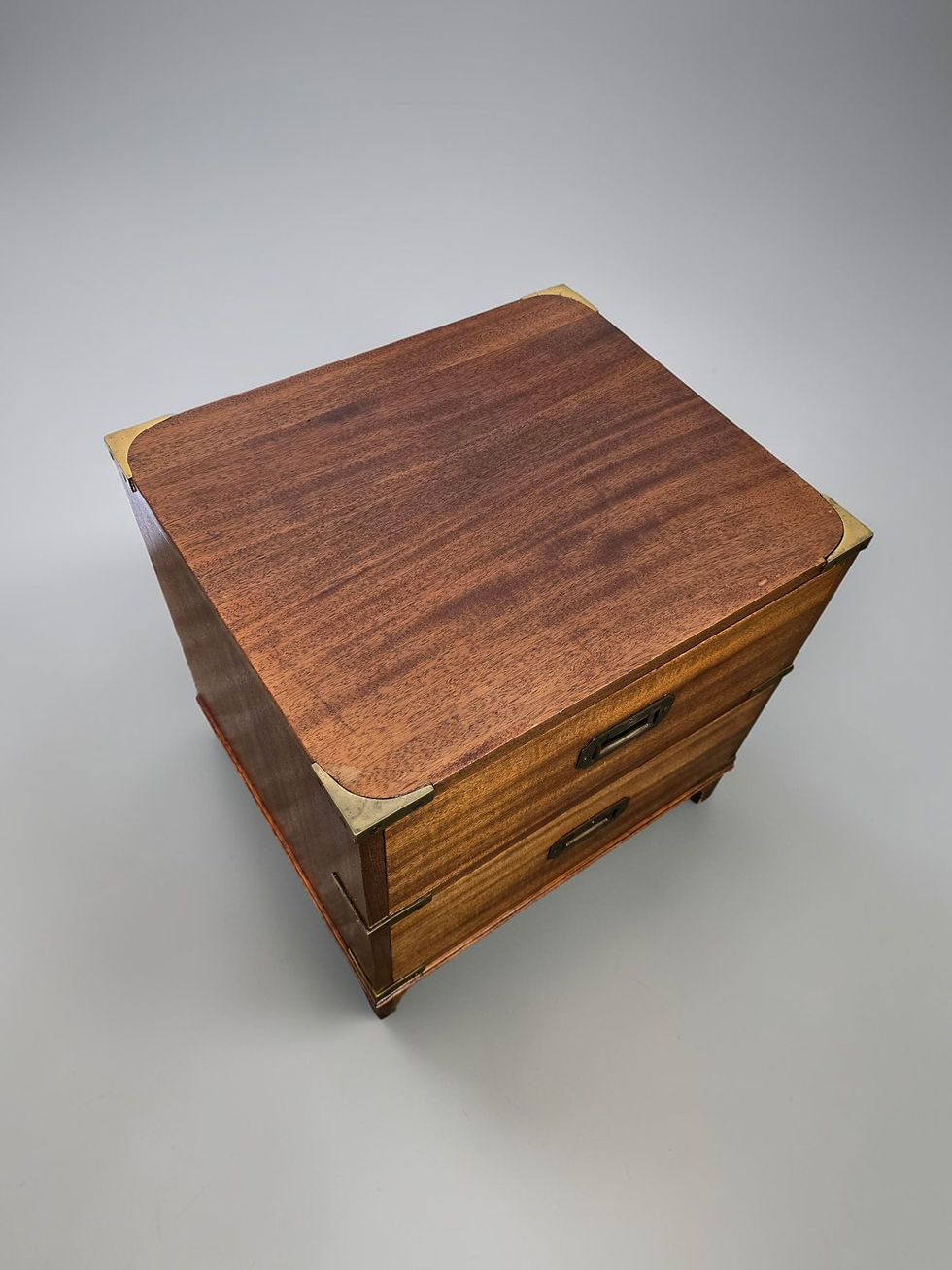 Thumbnail: An Antique Style Mahogany and Brass Campaign Bedside Table Lamp Table ~Delivery