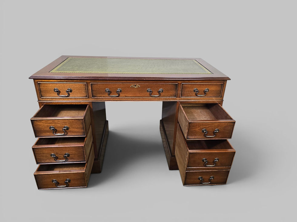 Thumbnail: An Antique Style Leather Topped Mahogany Twin Pedestal Desk ~Delivery Available~
