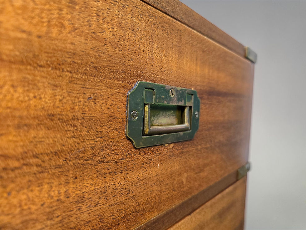 Thumbnail: An Antique Style Mahogany and Brass Campaign Bedside Table Lamp Table ~Delivery