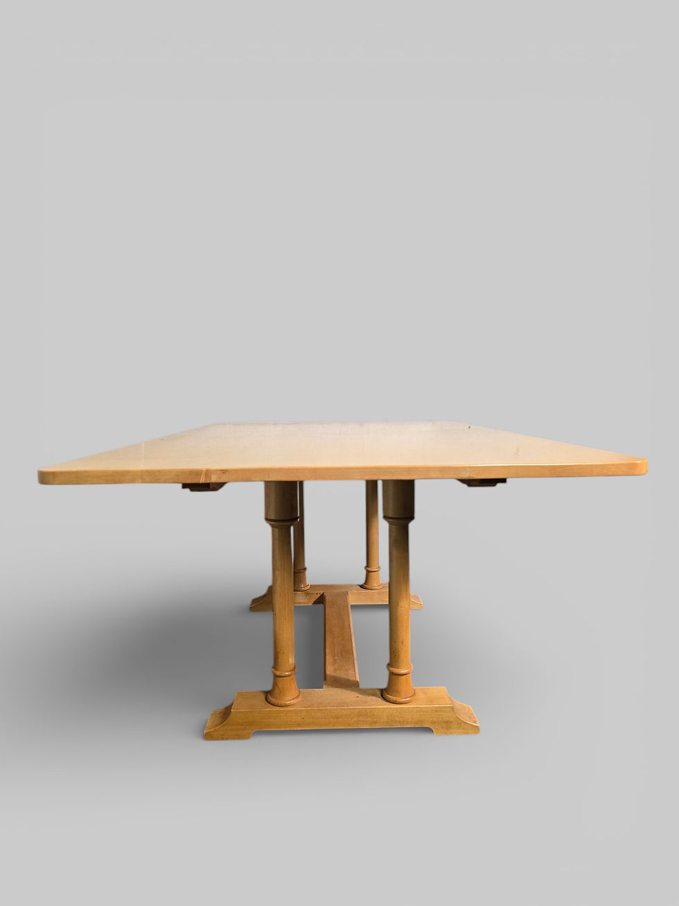 Thumbnail: A Large Solid Maple Farmhouse / Refectory Dining Table with Trestle Base ~Delive