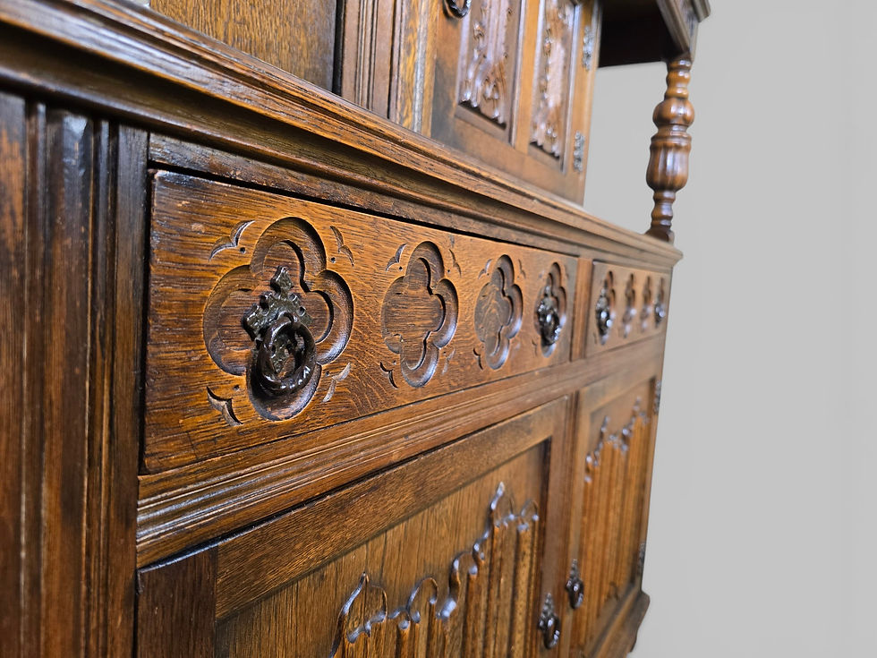 Thumbnail: A Mid 20th Century Golden Oak Jacobean Style Drinks Cabinet Sideboard ~Delivery