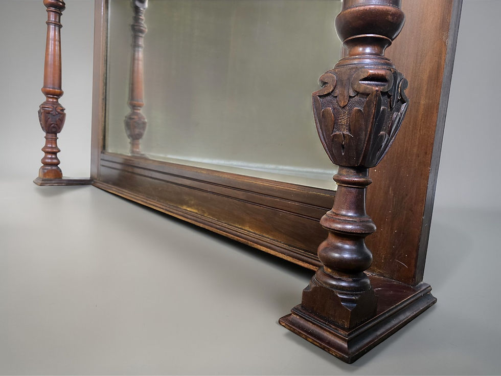 Thumbnail: An Antique Early 20th Centuy Mahogany Framed Over Mantle Mirror ~Delivery Availa