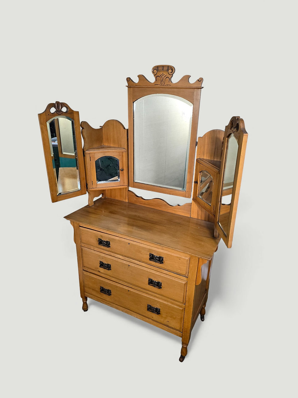 Thumbnail: An Antique Early 20th Century Satinwood Dressing Chest of Drawers ~Delivery Avai