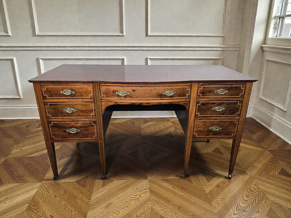 An Antique High Quality Mahogany Bow Front Desk Dressing Table ~Delivery Availab