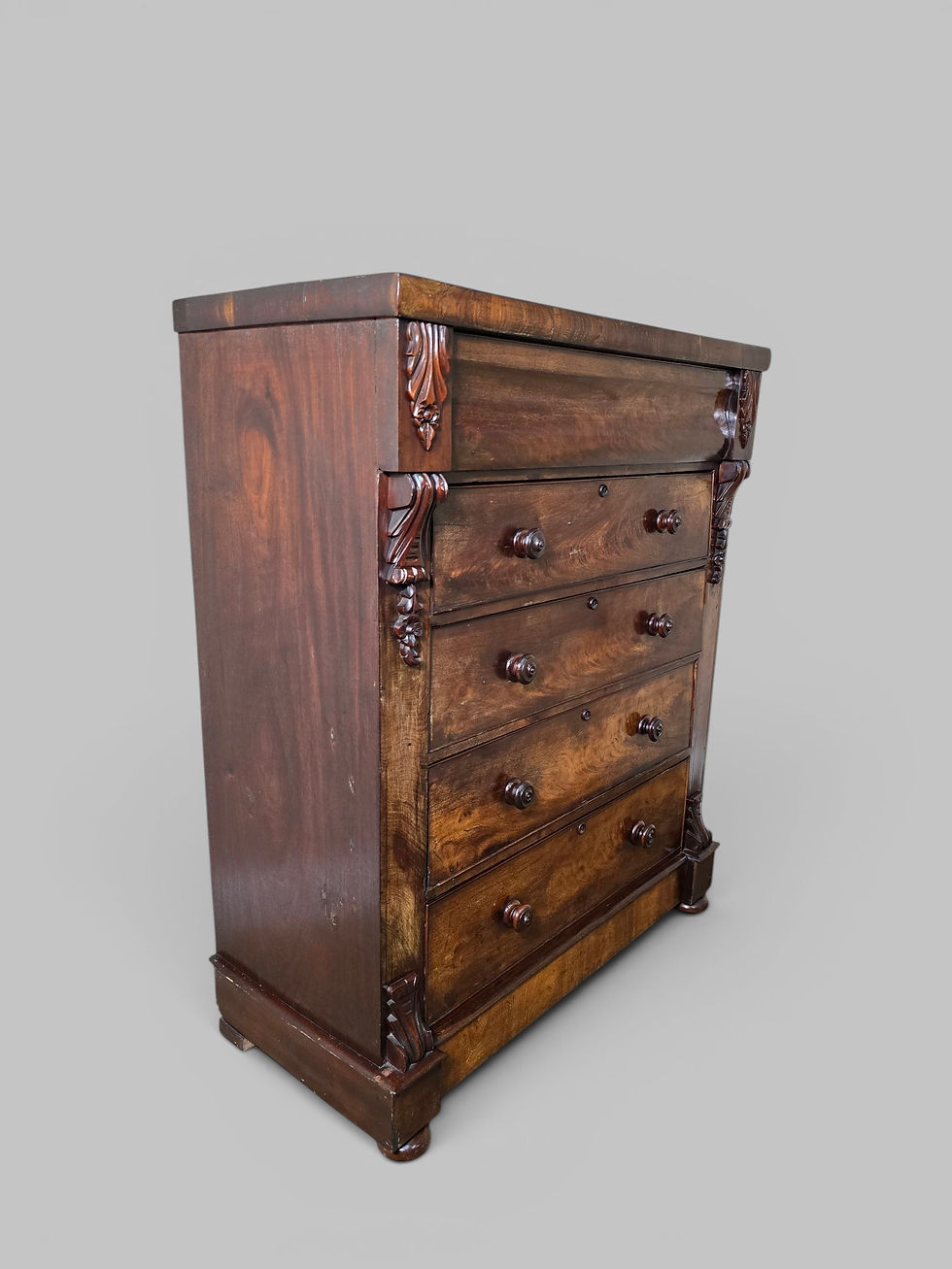 Thumbnail: An Antique Flame Mahogany Scottish Chest of Drawers ~Delivery Available~