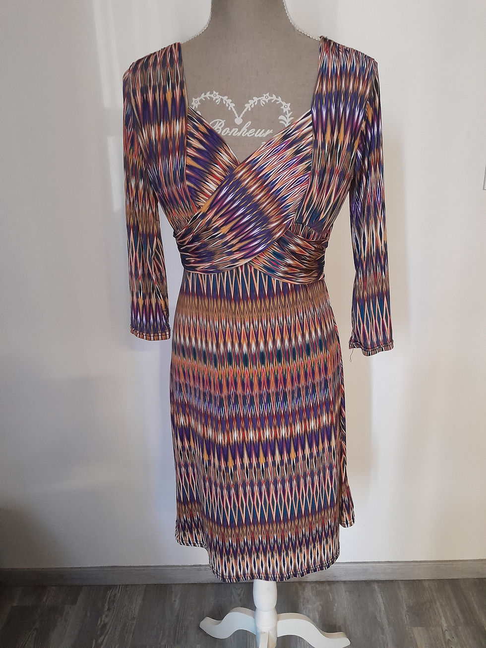Robe femme imprimée, manches longues, Chemise, motifs géométriques, sur cintre, Seconde Main.